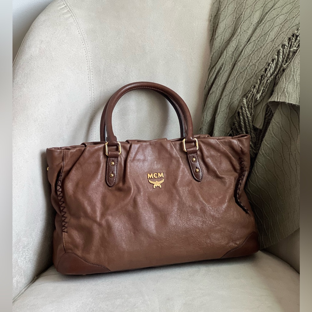Mcm Leather Tote Bag With Authenticity Card Euc